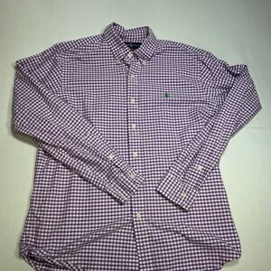 Ralph Lauren Gingham Shirt Long Sleeve Button Down Custom Fit Purple L